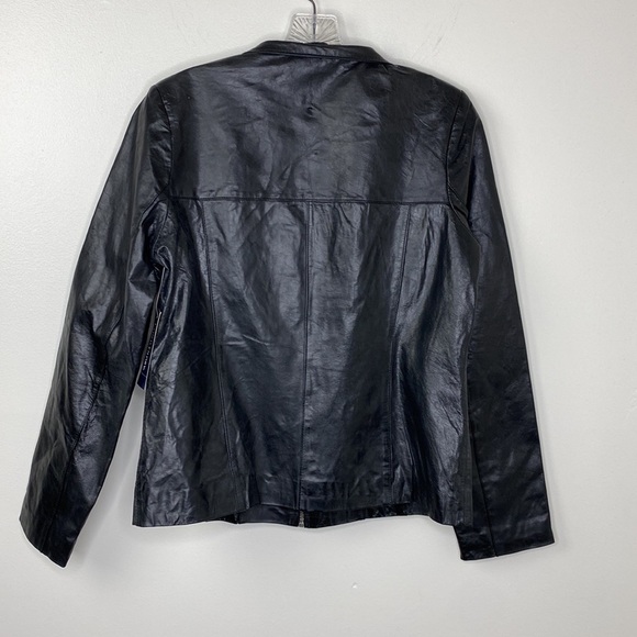 New Faded Glory Black Leather Zipper Jacket Womens Size Small - Picture 4 of 14